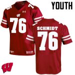 Youth Wisconsin Badgers NCAA #76 Logan Schmidt Red Authentic Under Armour Stitched College Football Jersey RL31O65AB